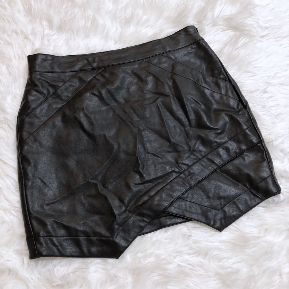 Black Pleather Asymmetrical Skirt Size Medium